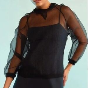 Cynthia Rowley Black Organza Top